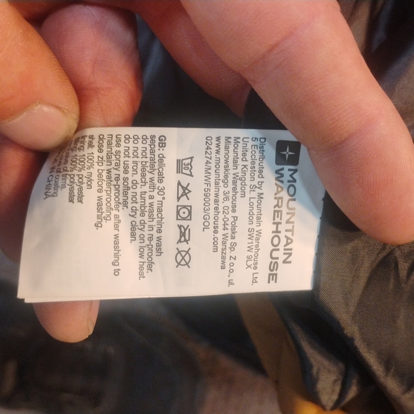 Mountain Warehouse Men’s Hooded Puffer Ski Jacket L Fit Black/Yellow Waterproof - Picture 10 of 10